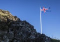 Beautiful scenery of the flag of Iceland photographed in ÃÅ¾ingvallavatn. Iceland