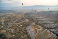 beautiful scenery flight of balloons in the mountains of Cappadocia