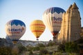 beautiful scenery flight of balloons in the mountains of Cappadocia in love valley