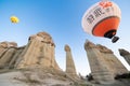 beautiful scenery flight of balloons in the mountains of Cappadocia in love valley