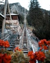 Beautiful scenery of the Gelmerbahn passenger funicular railway in Europe in the daylight