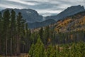 Beautiful scenery of the great view in Colorado Rocky Mountain Fall with cloudy sky Royalty Free Stock Photo