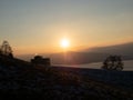 Beautiful late afternoon atmosphere during sunset high above lake Zug, Switzerland Royalty Free Stock Photo