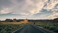 Beautiful scenery of a highway in a canyon landscape in Arches National Park, Utah - USA