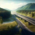 beautiful scenery highway illustration