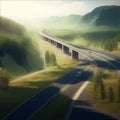 beautiful scenery highway illustration