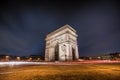 Beautiful scenery of the historic famous Arc of Triomphe during the evening time