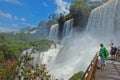 Beautiful scenery of Iguacu Iguazu falls close-up border of Brazil and Argentina Royalty Free Stock Photo