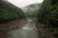 Beautiful scenery of the Katsura river along the tracks of the Sagano Scenic Railway