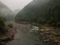 Beautiful scenery of the Katsura river along the tracks of the Sagano Scenic Railway Royalty Free Stock Photo