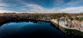 Beautiful scenery of a lake surrounded by rock formations in Winston Salem, North Carolina Royalty Free Stock Photo