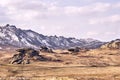 Beautiful scenery. Mountain landscape. Gray stones. Dry grass