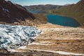 Beautiful scenery on the mountains and the glacier Svartisen landscape in Norway scandinavian nature landmarks ecology