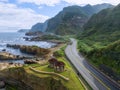 Beautiful scenery of Nanya Rock, Coast sea at Jioufen, Taiwan. Beautiful road along the sea.