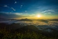 beautiful scenery Natural landscape, morning light and fog in a high mountain valley. Doi Pha Tang view point Chiang Rai Province Royalty Free Stock Photo