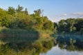 Beautiful scenery of the nature of the Ukrainian forest and rivers on a summer evening