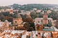 Beautiful scenery of the old city: streets, roofs, sights, doors Royalty Free Stock Photo