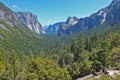 Beautiful scenery panoramic view of Yosemite Valley Half Dome El Capitan National Park USA Royalty Free Stock Photo