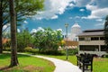 Beautiful scenery at the park with blue cloudy sky