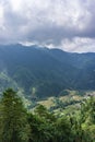 Beautiful scenery, popular tourist trekking destination. Rice field terraces.  Mountain view in the clouds. Royalty Free Stock Photo