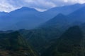 Beautiful scenery, popular tourist trekking destination. Rice field terraces.  Mountain view in the clouds. Royalty Free Stock Photo