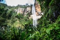 Beautiful scenery of Purling Brook falls, waterfall in Springbrook National Park, lush, rain forest