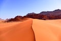 Red Sand Dunes in Wadi Rum Desert, Jordan Royalty Free Stock Photo