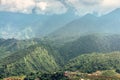 Beautiful scenery. Rice field terraces. Mountain view in the clouds. Royalty Free Stock Photo