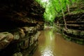 Beautiful scenery of a river near rock formations in Pewits Nest, Wisconsin Royalty Free Stock Photo