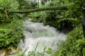 beautiful scenery river water flows down the waterfall