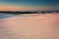 Beautiful scenery of sand dunes in the Slowinski National Park at sunset, Leba. Poland Royalty Free Stock Photo