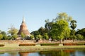 View of Ancient Buddhist Temple Ruins of Wat Sa Si in The Sukhothai Historical Park, Thailand Royalty Free Stock Photo