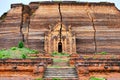 Beautiful Ancient Giant Buddhist Burmese Mingun Pahtodawgyi Incomplete Pagoda Ruins in Mingun, Myanmar in Summer Royalty Free Stock Photo