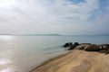 Beautiful scenery by the sea close to Ouranoupoli village, Chalkidiki, Greece, on a cloudy day