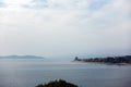 Beautiful scenery by the sea close to Ouranoupoli village, Chalkidiki, Greece, on a cloudy day