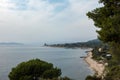 Beautiful scenery by the sea close to Ouranoupoli village, Chalkidiki, Greece, on a cloudy day