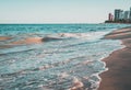 Beautiful scenery of the sea waves splashing on the beach in Ondas Royalty Free Stock Photo