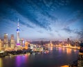 The beautiful scenery in shanghai in nightfall Royalty Free Stock Photo