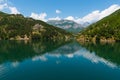 Beautiful scenery from the shores of Komani Lake as seen from the ferry from Fierza to Koman Royalty Free Stock Photo