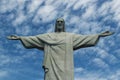 Beautiful scenery of Statue of Christ Redeemer on Corcovado hill close-up Rio de Janeiro