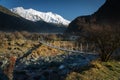 Beautiful scenery of stream and mountains in Mount Aspiring National Park in New Zealand Royalty Free Stock Photo