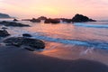 Beautiful scenery of sunrise by the rocky seashore