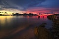 Beautiful scenery sunset background surrounding yatch harbour Royalty Free Stock Photo