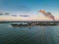 Beautiful scenery of sunset in pier of San Pedro from Macoris, Dominican Republic Royalty Free Stock Photo