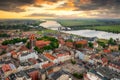 Beautiful scenery of Tczew city by the Vistula River at sunset. Poland