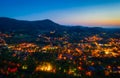 Beautiful scenery of Ustron in Silesian Beskids at dusk. Poland Royalty Free Stock Photo