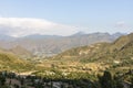 Beautiful scenery view of a houses in the mountains