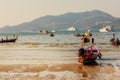 Beautiful scenery view of Patong beach in blue sky daylight and