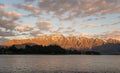 Beautiful scenery view of the Remarkables mountain in Queenstown, New Zealand at sunset. Royalty Free Stock Photo