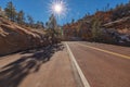 Beautiful scenery, views of an incredibly scenic road surrounded by rocks and mountains in Zion National Park, Utah, USA Royalty Free Stock Photo